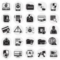 Cyber security icons set on circles background for graphic and web design. Simple vector sign. Internet concept symbol