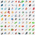 100 cyber security icons set, isometric 3d style Royalty Free Stock Photo