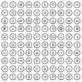 100 cyber security icons set, outline style Royalty Free Stock Photo