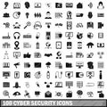 100 cyber security icons set, simple style Royalty Free Stock Photo
