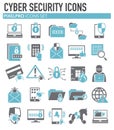 Cyber security icons set on white background for graphic and web design. Simple vector sign. Internet concept symbol for