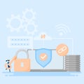 Cyber ??Security Illustration with Laptop for Landing Page Royalty Free Stock Photo