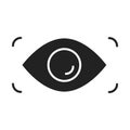 Cyber security and information or network protection eye viewing digital silhouette style icon