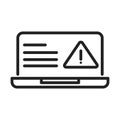 Cyber security and information or network protection laptop warning caution line style icon