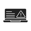 Cyber security and information or network protection laptop warning caution silhouette style icon