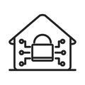 Cyber security and information or network protection smart house padlock line style icon Royalty Free Stock Photo