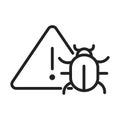 Cyber security and information or network protection warning virus infection line style icon