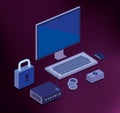 Cyber security isometrics icons