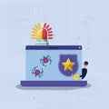 Cyber security with laptop and hacker Royalty Free Stock Photo