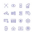 Cyber security line icon camera safety digital access data document lock cloud password connect fingerprint secure line