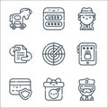 cyber security line icons. linear set. quality vector line set such as cyber, gift, safe, cellphone, scan, worm, white, password