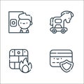 cyber security line icons. linear set. quality vector line set such as safe, firewall, trojan