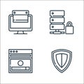 cyber security line icons. linear set. quality vector line set such as shield, user, database