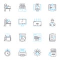 Cyber security linear icons set. Encryption, Firewall, Malware, Passwords, Phishing, Vulnerability, Cybercrime line Royalty Free Stock Photo