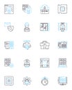Cyber security linear icons set. Encryption, Firewall, Malware, Passwords, Phishing, Vulnerability, Cybercrime line