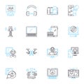 Cyber security linear icons set. Encryption, Malware, Firewall, Hackers, Phishing, Vulnerabilities, Authentication line Royalty Free Stock Photo