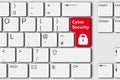 Cyber security lock concept PC computer keyboard 3d illustration Royalty Free Stock Photo