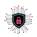 Cyber security lock and shield icon. Internet security concept Royalty Free Stock Photo