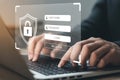 Cyber security login authentication user interface username password register login security 100 character Royalty Free Stock Photo