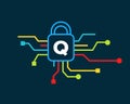 Cyber Security logo with Q letter concept. Q letter logo for Cyber Protection, technology, biotechnology and high tech Royalty Free Stock Photo