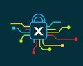 Cyber Security logo with X letter concept. X letter logo for Cyber Protection, technology, biotechnology and high tech Royalty Free Stock Photo