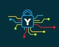 Cyber Security logo with Y letter concept. Y letter logo for Cyber Protection, technology and biotechnology, high tech Royalty Free Stock Photo