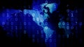 Algorithm mapping binary code in digital world of cybersecurity and global communication for secure cyber defense and data Royalty Free Stock Photo