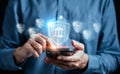 Cyber security on mobile online banking and payments, Digital marketing. firewall interface protection of Personal data security