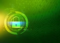 Cyber security, network protection concept, bio metric system, data protection, privacy, green color digital abstract background