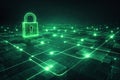 Cyber Security Network Protection Concept with Digital Lock and Data Encryption.AI-generated. Royalty Free Stock Photo