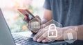 Cyber security online technology and multi-factor authentication concept.