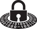 Cyber security padlock keyhole with binary code around data protection technology Royalty Free Stock Photo