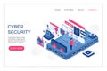Cyber security, personal cloud data saving, privacy security concept 3d isometric web template vector illustration