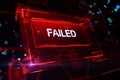 Cyber security or personal data protection concept with digital red glowing failed sign in virtual glowing frame on abstract Royalty Free Stock Photo
