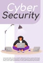 Cyber security poster flat vector template Royalty Free Stock Photo