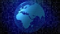 Global network binary globe intersection of cyber attacks, cyber crime, algorithms, and global communication in digital world Royalty Free Stock Photo