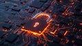 Cyber security and protection of private information and data concept. Lock on computer integrated circuit