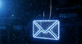 Cyber security risk email caught on a hook Royalty Free Stock Photo