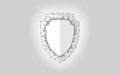 Cyber security safety shield low poly. Polygonal geometric glowing guard save from internet attack antivirus. Gray white