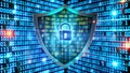 cyber security shield with binary code background. Royalty Free Stock Photo