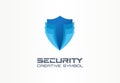 Cyber security shield creative symbol concept. Digital safety, safe, complex protection abstract business logo idea Royalty Free Stock Photo