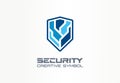 Cyber security shield creative symbol concept. Digital safety, safe, complex protection abstract business logo idea Royalty Free Stock Photo