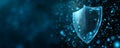 Cyber security shield digital protection data safety network defense blue background abstract technology secure system glowing Royalty Free Stock Photo