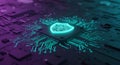 Cyber Security Shield: Glowing Protection on Circuit Board - Digital Defense, Data Security, & Tech Innovation
