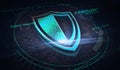 Cyber security with shield metal symbol digital 3d illustration Royalty Free Stock Photo