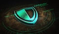 Cyber security with shield metal symbol digital 3d illustration Royalty Free Stock Photo