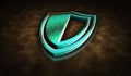 Cyber security with shield metal symbol digital 3d illustration Royalty Free Stock Photo