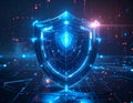 Cyber Security Shield Protection Technology Concept Network Defense Data Safety Futuristic Background AI Generated Illustration Royalty Free Stock Photo
