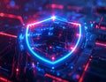Cyber Security Shield Technology Concept Network Protection Data Safety Futuristic Background AI Generated Illustration Royalty Free Stock Photo