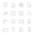 Cyber security symbols. Vector linear pictures set